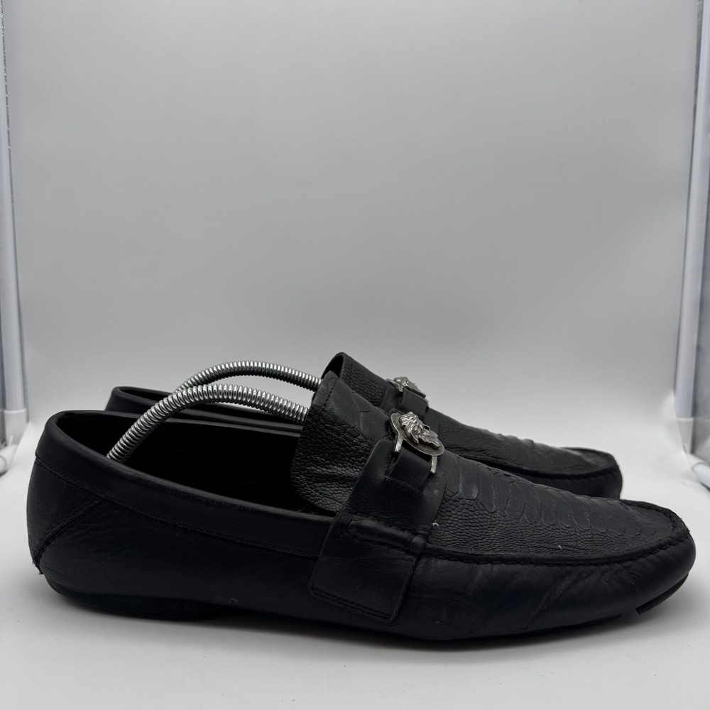 Versace Medusa Head Black Leather Python Embossed… - image 1